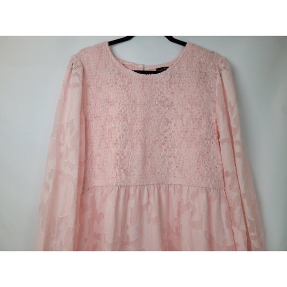 Merokeety Womens Floral Textured Long Sleeve Smocked Midi Dress 2XL - Picture 2 of 9